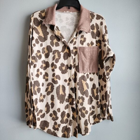 REB in J Leopard Print Button Down - Picture 2 of 10